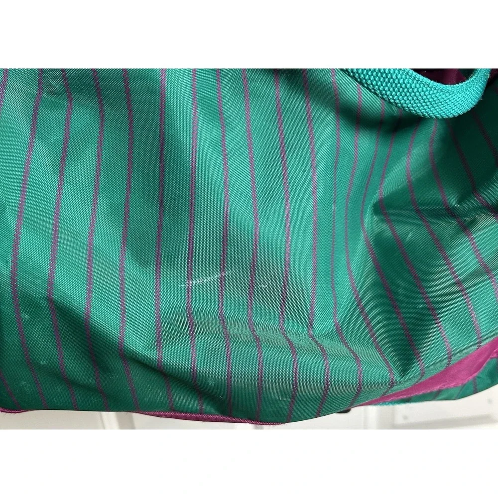VTG 1991 Samsonite Sammies Luggage Duffle Bag Teal Green‎ Pink Striped